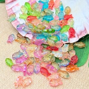 NEW! Glass Fish Beads Colorful DIY JEWELRY MAKING Crafting Mixed LOT 15mm x 8mm
